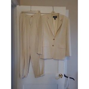 VINTAGE Lauren Ralph LAuren women's silk striped pant suit NOS 4 90S RARE